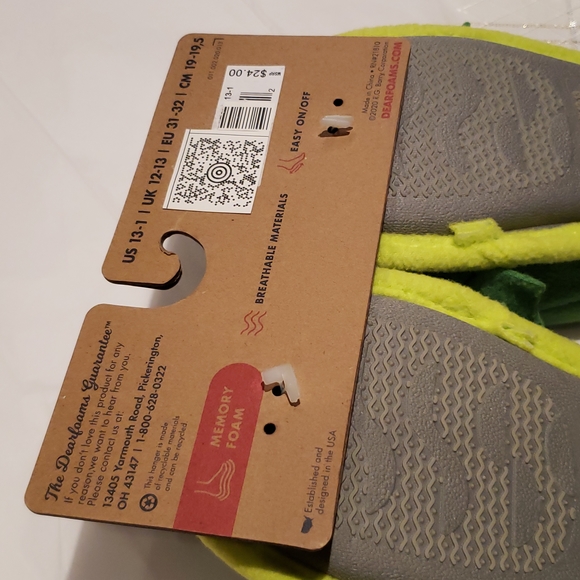 dearfoams Kids New 3D Dino Slippers Slip-Ons CUTE! Unisex Boys Girls NWT Green - Picture 5 of 7